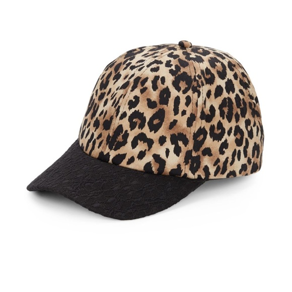Luna Collective Accessories - Suede Leopard Ball Cap with Vegan Leather Bill